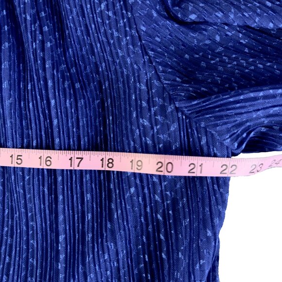 VTG RISA ANN NY Royal Blue Pleated Tiered Midi Dress 15.5 – Pearl Back Buttons - Picture 7 of 10